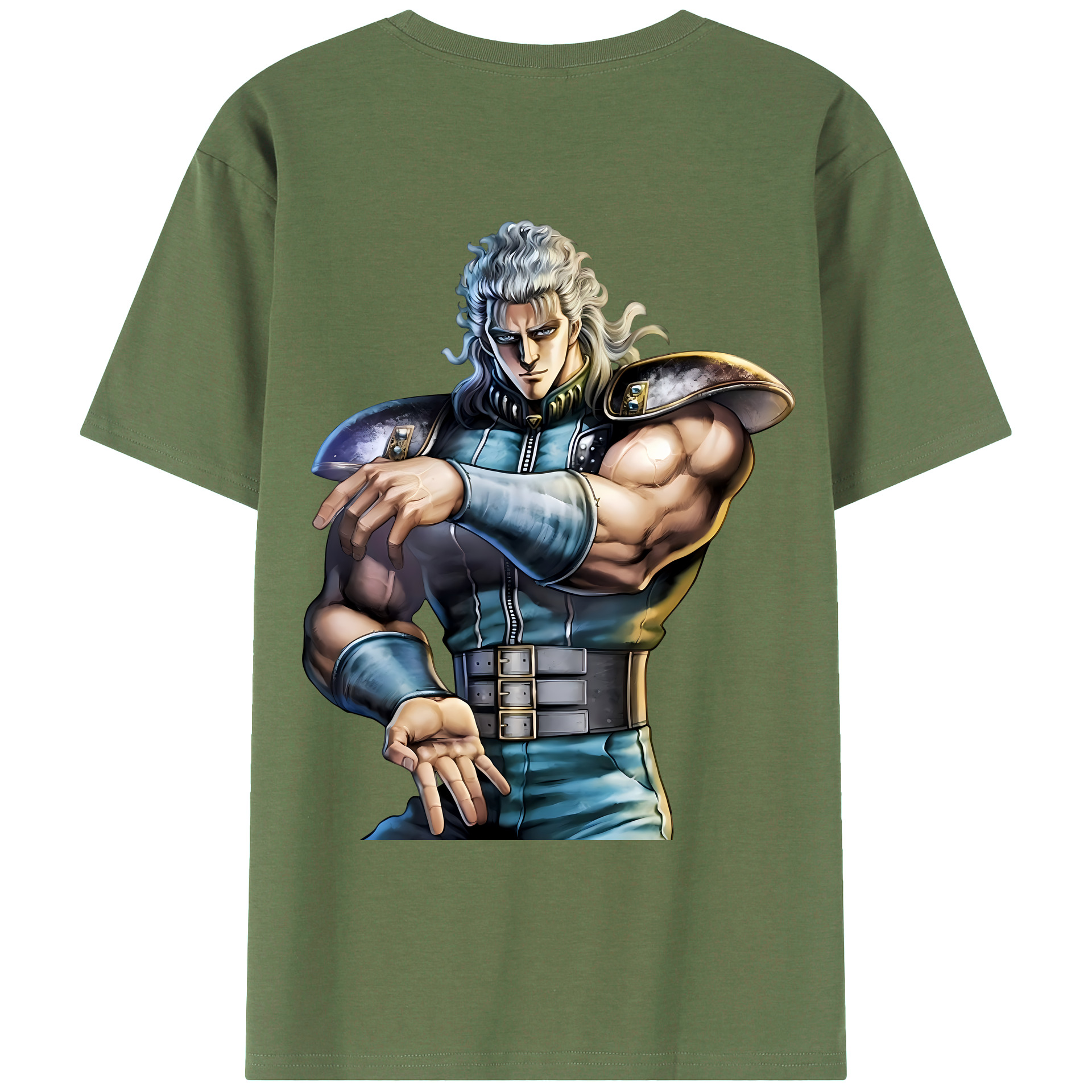 （画像用） 北斗の拳 Fist of the North Star 綿100％ メンズ半袖Tシャツ（バックプリント） 通気性